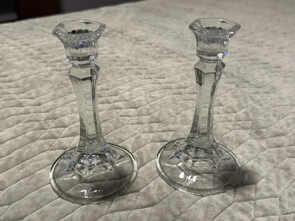 Pair Of Vintage Crystal Candlesticks 6.5in